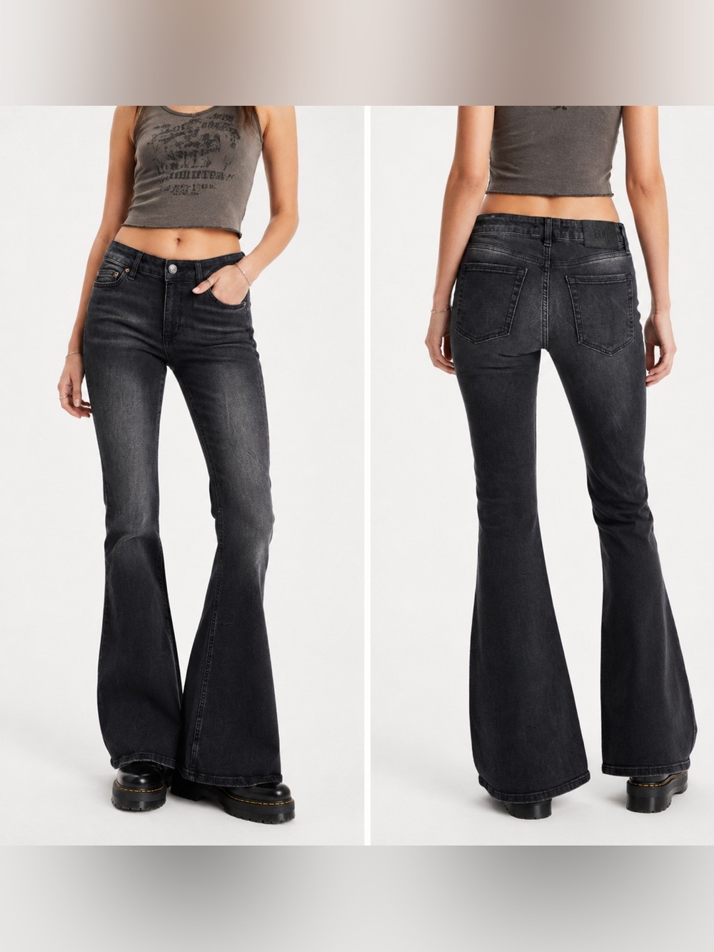 BDG Urban Outfitters Washed Black High Rise Flare Bell Bottom Jeans Size 27